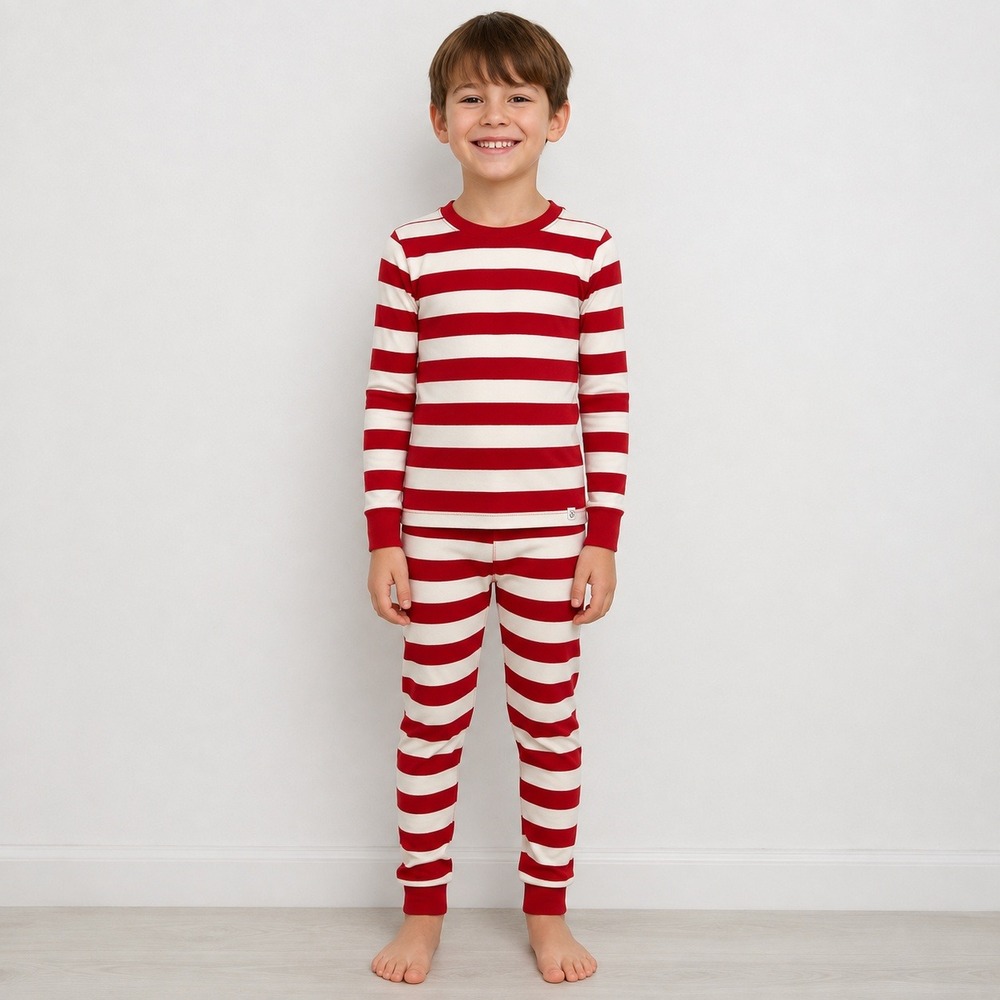 Little Planet by Carter's Kids 7 Red White Stripe Organic Cotton Pajama Set